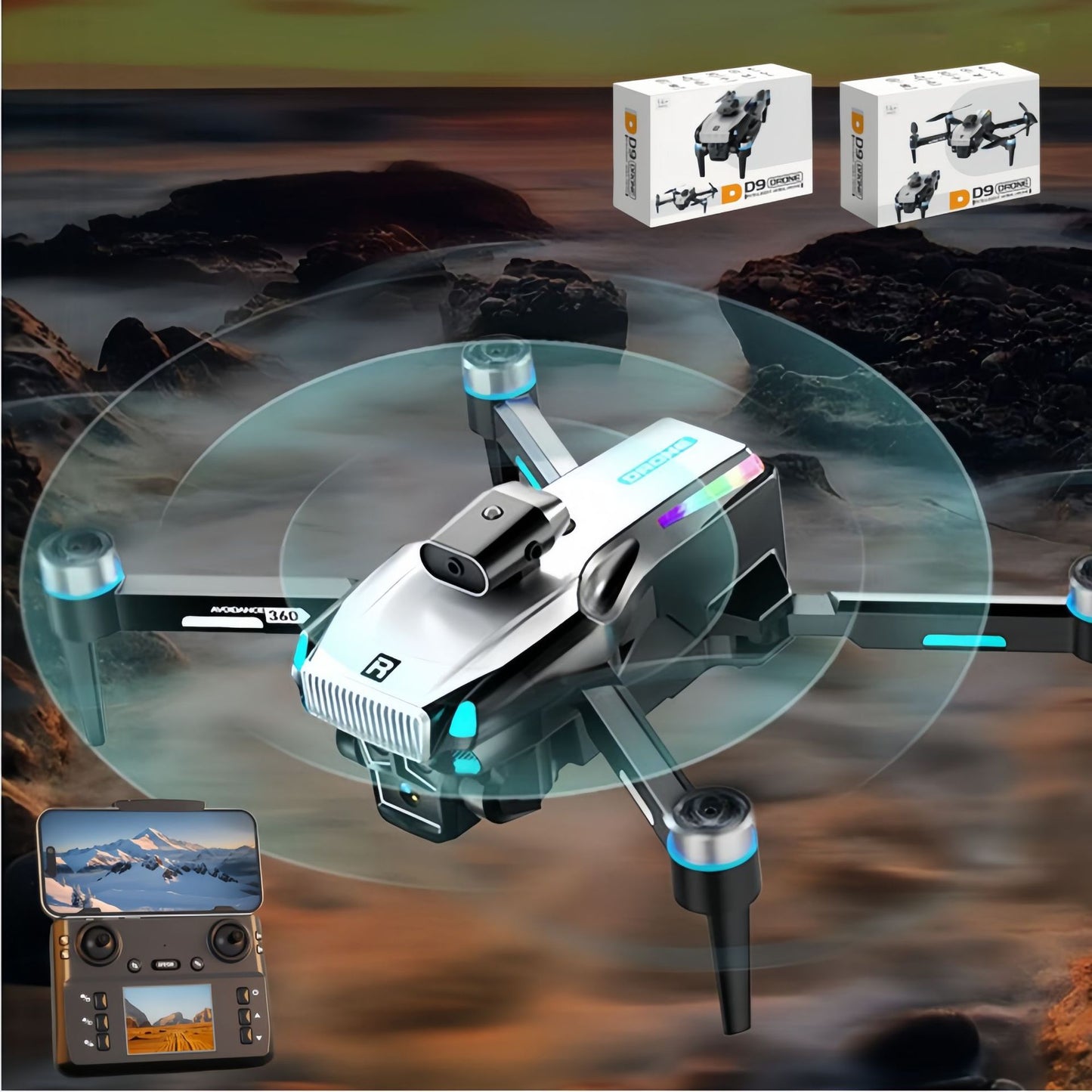 D9 Drone with Screen Remote Control, Brushless Motor, Intelligent Obstacle Avoidance, HD Adjustable Camera, Aerial Photography Remote Control Aircraft Toy