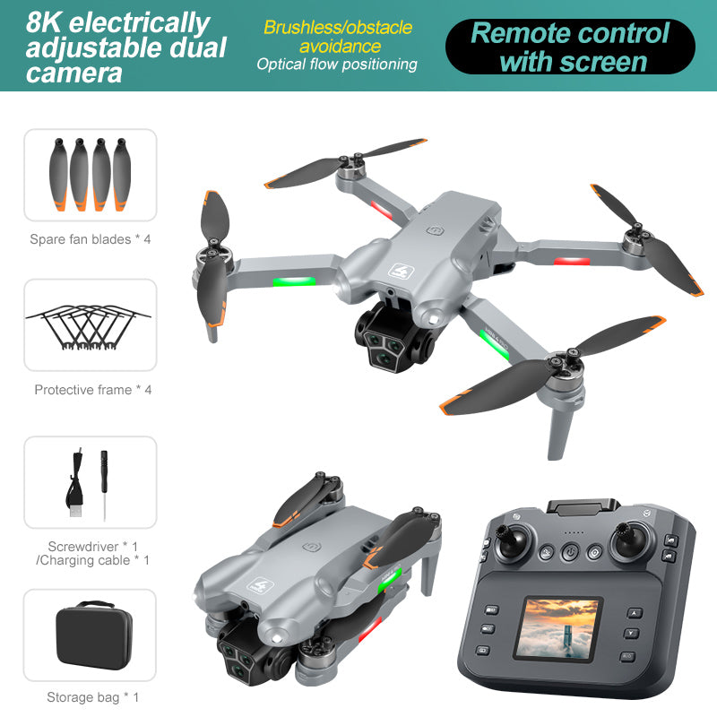 Brushless Drone with Built-in Display – 4-Axis FPV Quadcopter for Aerial Photography