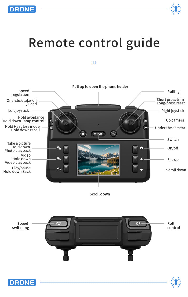 D9 Drone with Screen Remote Control, Brushless Motor, Intelligent Obstacle Avoidance, HD Adjustable Camera, Aerial Photography Remote Control Aircraft Toy