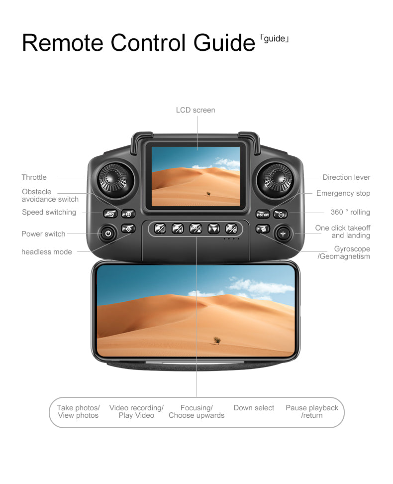 4K Drone with Built-in Display | Foldable 4-Axis Quadcopter for Aerial Photography