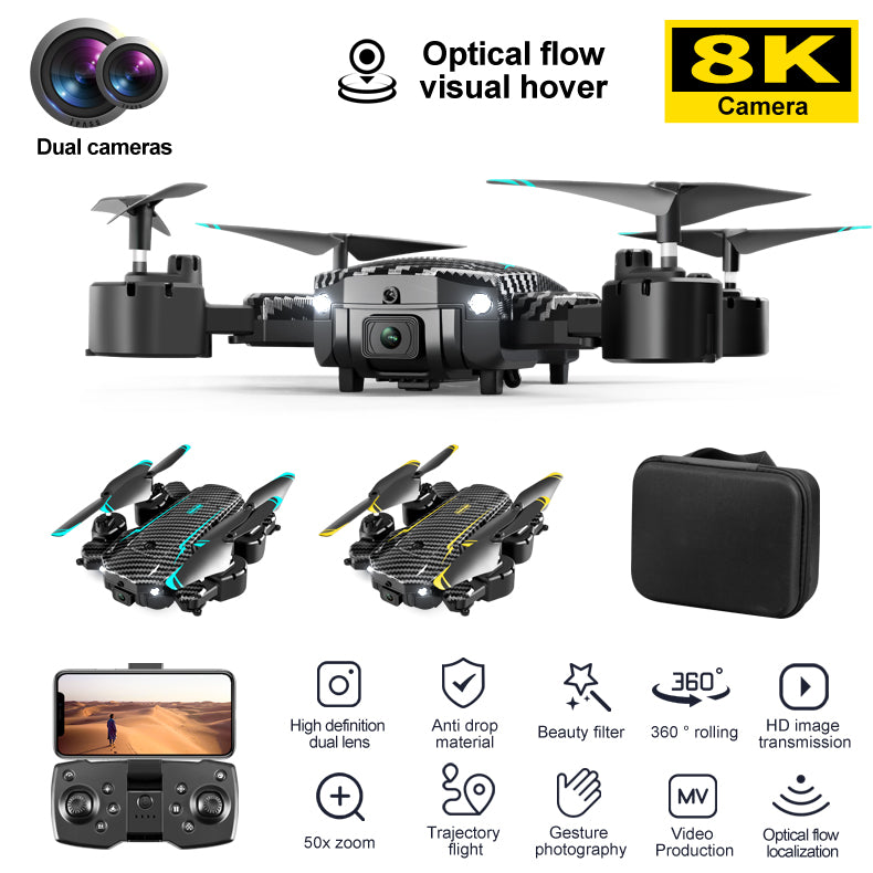 Foldable 8K Drone for Aerial Photography – RC 4-Axis Quadcopter Toy for Kids
